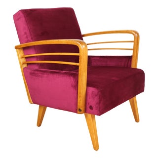 Vintage Art Deco Loft Armchair in Raspberry, 1960s For Sale