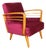 Vintage Art Deco Loft Armchair in Raspberry, 1960s For Sale
