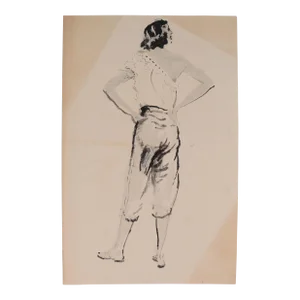 Modernist Figure Model Drawing Mid 20th Century Ink