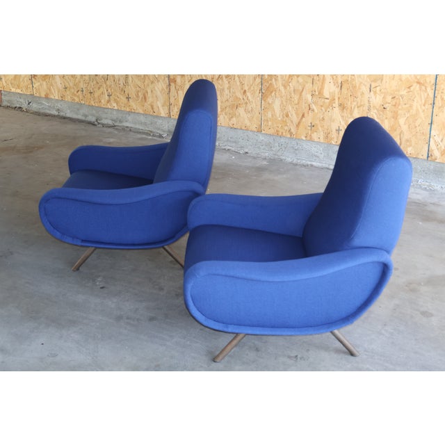 Arflex Pair of Early 1st Edition Lady Chairs by Marco Zanuso for Arflex in Raf Simmons Fabric, Italy, 1950s For Sale - Image 4 of 13