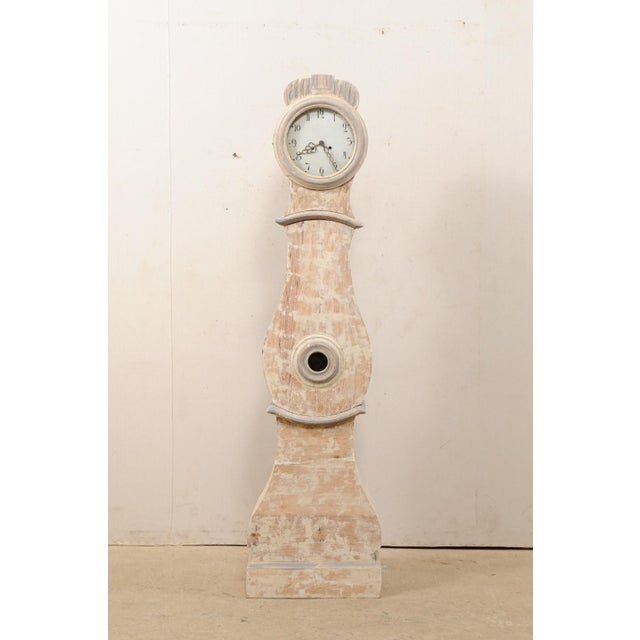 19th C. Swedish Floor Clock, Scraped Finish For Sale - Image 4 of 11