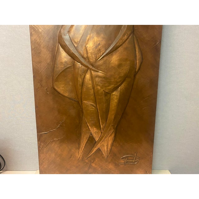Copper Wall Decoration in Metal & Copper with Abstract Familyscene, 1970s For Sale - Image 8 of 13