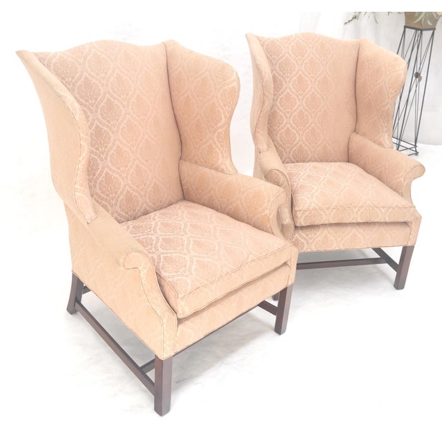 Pair of Kittinger Style Tall Wingback Chairs Mint Frames as is Upholstery For Sale - Image 11 of 15