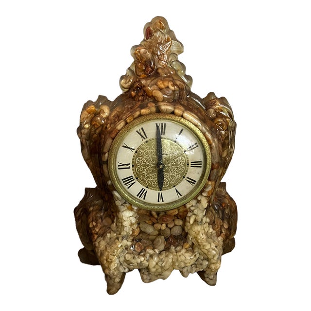 Vintage Resin Nautical Seashell Standing Clock For Sale