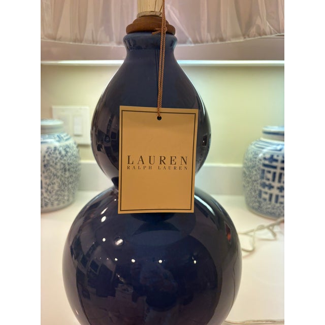 Late 20th Century Late 20th Century Ralph Lauren Cobalt Blue Porcelain Double Gourd Table Lamp For Sale - Image 5 of 9