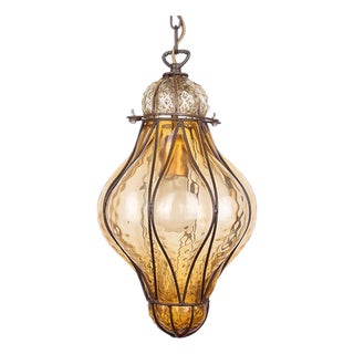 Murano Caged Glass Pendant Light from Seguso For Sale