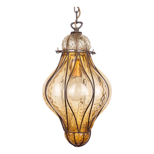 Murano Caged Glass Pendant Light from Seguso For Sale