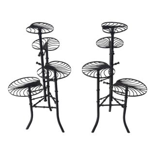 A Sculptural Pair of Art Deco / Mid-Century Modern Plant Stands, Attributed to Salterini For Sale