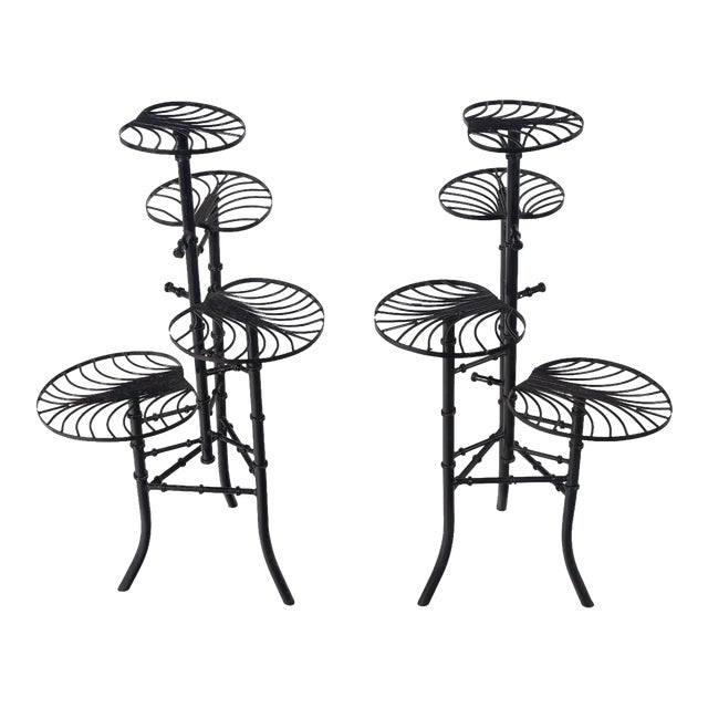 A Sculptural Pair of Art Deco / Mid-Century Modern Plant Stands, Attributed to Salterini For Sale