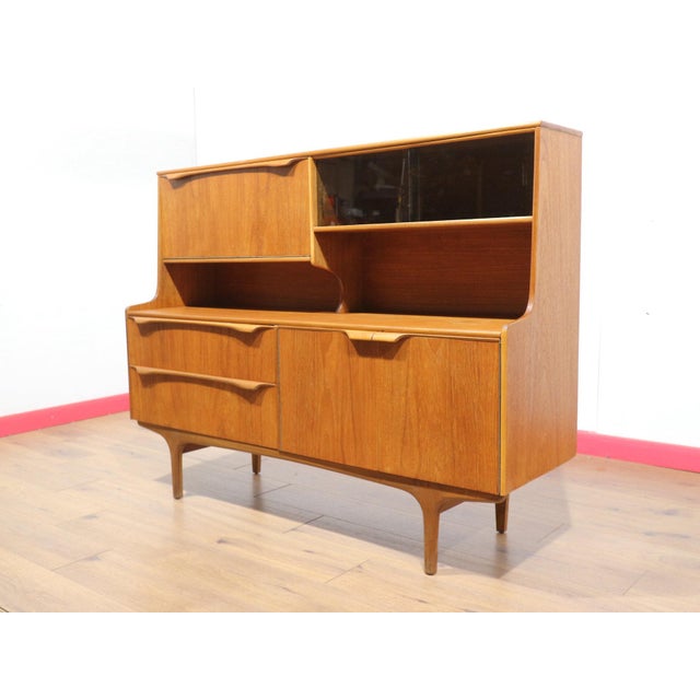 Mid Century Modern Vintage Teak Highboard Credenza Sideboard by S Form Danish Style For Sale In Greensboro - Image 6 of 15