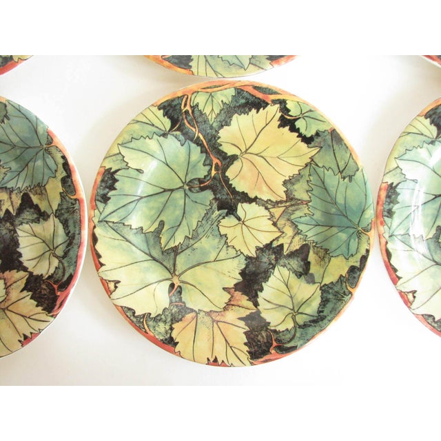 Vintage Gien France Feuillage Fall Leaves Salad Plates Set of 6