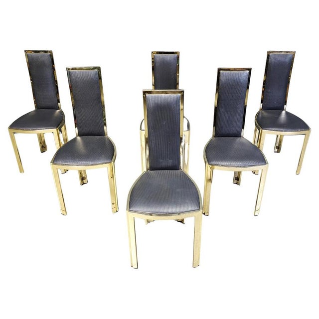 Vintage French Dining Chairs in Brass, 1970s, Set of 6 For Sale - Image 13 of 13