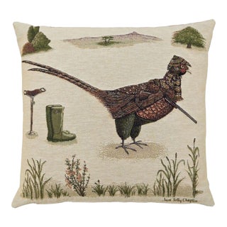 Phillip Pheasant the Gamekeeper Tapestry Cushion With Feather Filler - 46x46cm (18"x18") For Sale