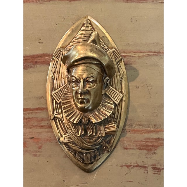 1960s Vintage H. Vankruck Dutch Cast Brass Pierrot Jester Wall Pockets — Pair For Sale - Image 5 of 11