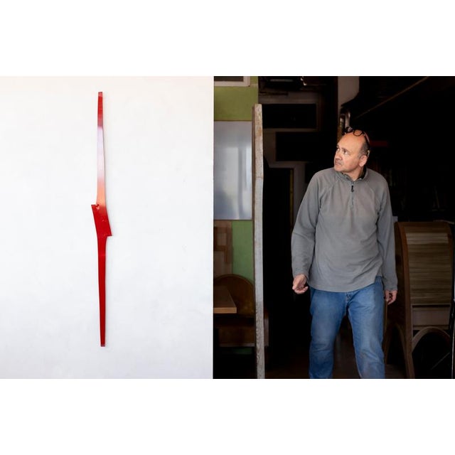 Metal Signes Red Vertical Wall Sculpture in Steel by Jean-Baptiste Van Den Heede For Sale - Image 7 of 8