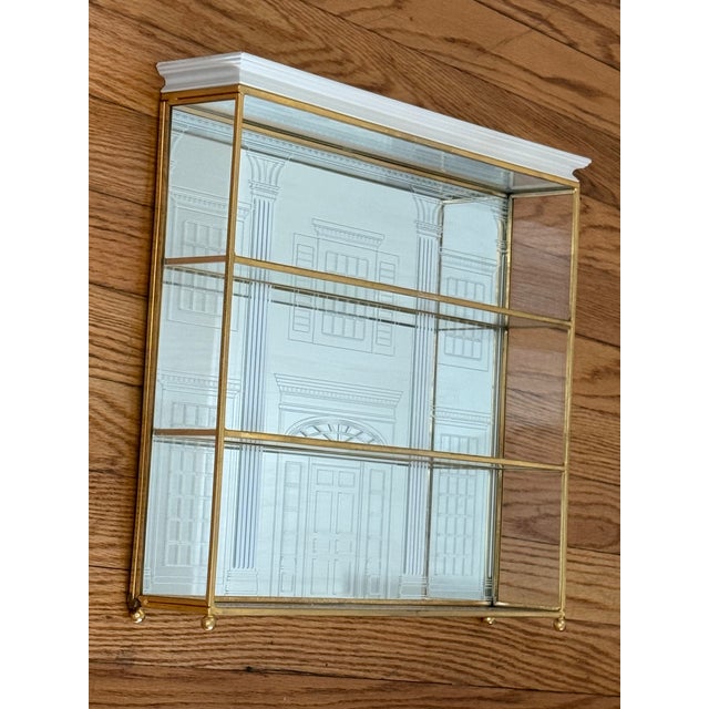 Hollywood Regency Vintage Franklin Mint Gold and Mirrored Wall Curio Display Shelf For Sale - Image 3 of 5