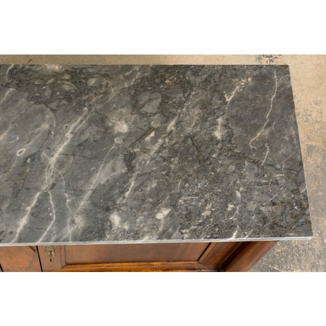Wood Early 19th Century French Empire Walnut Buffet With Grey Marble Top For Sale - Image 7 of 18