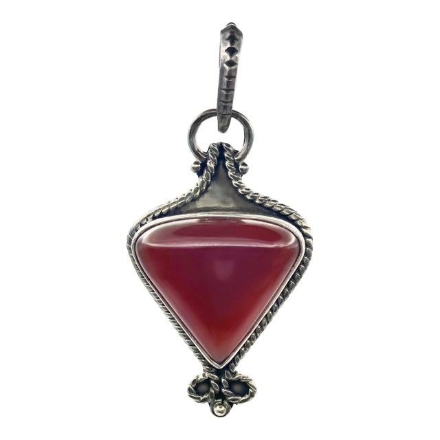 Vintage Carnelian Gemstone and Sterling Silver Pendant For Sale