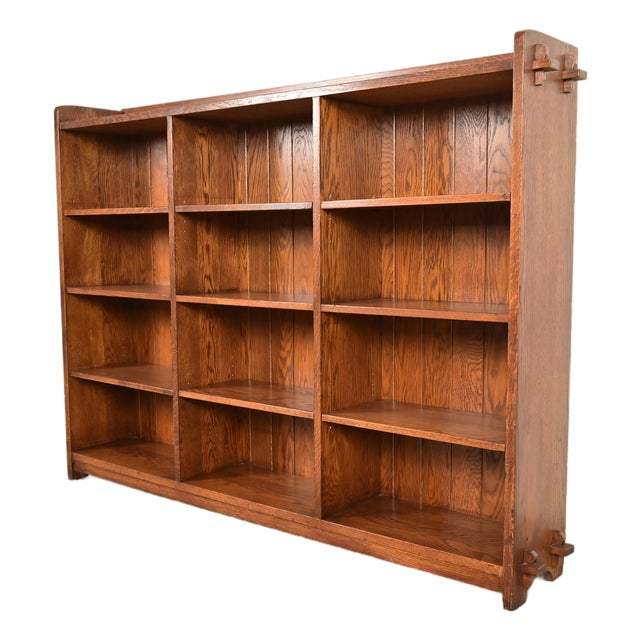 Stickley Mission Oak Arts & Crafts Triple Bookcase For Sale