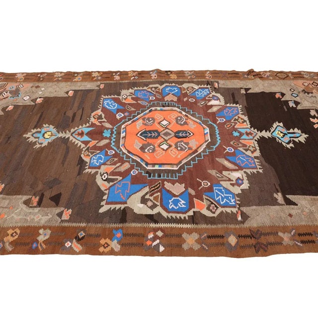 Mid 20th Century Vintage Turkish Kilim Rug For Sale - Image 4 of 7