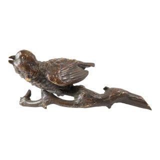 19th Century Austrian Cabinet Bronze of a Song Bird on a Branch For Sale