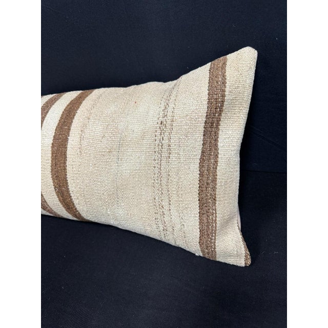 Turkish Hemp Pillow Cushion Natural Beige Brown Cushion Cover 14"x40" For Sale - Image 4 of 4