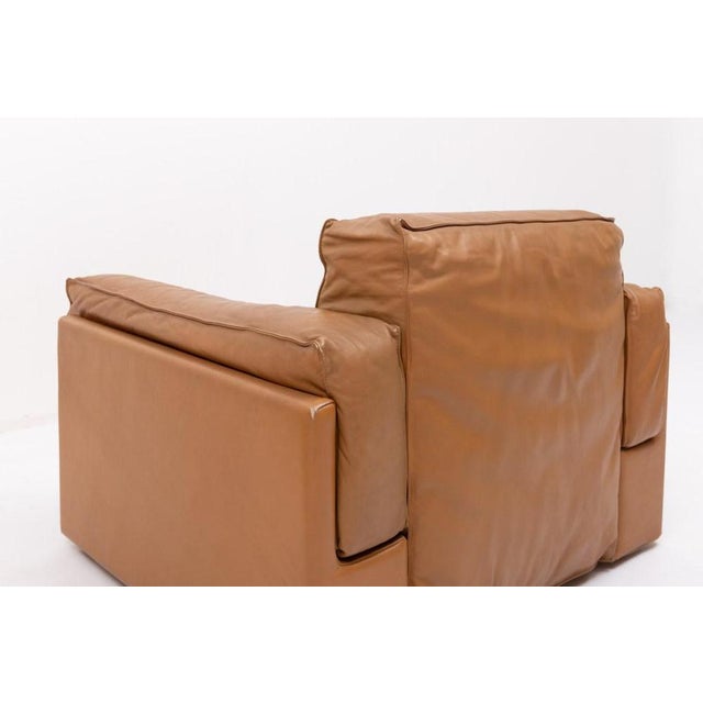 Italian Cognac Leather Club Armchairs, Set of 2 For Sale - Image 6 of 11