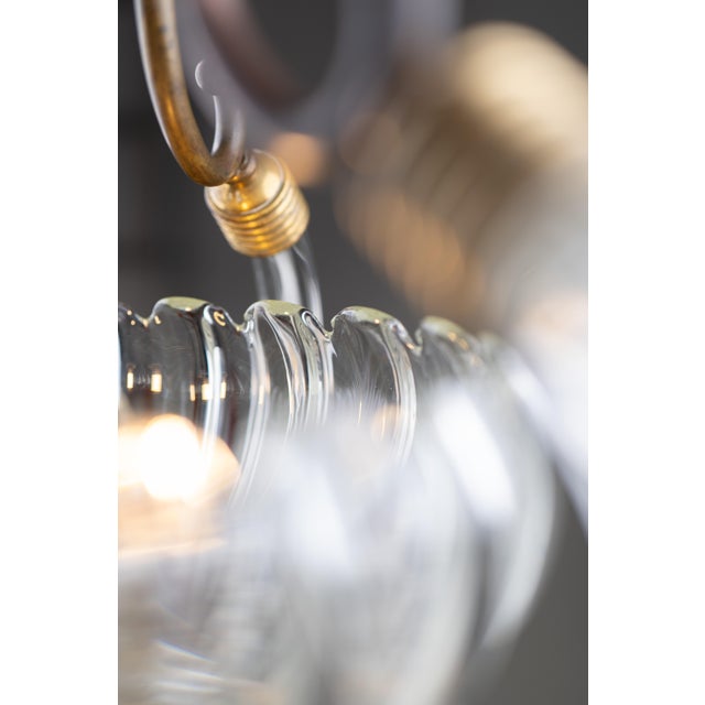 Metal Art Deco Murano Glass Chandelier from Barovier and Toso, 1930s For Sale - Image 7 of 14