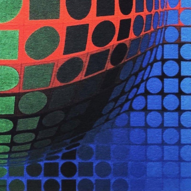 Blue After Victor Vasarely, Op Art Composition, Paper For Sale - Image 8 of 10
