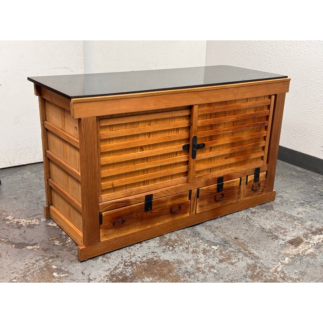 Vintage Japenese Marble Top Tansu For Sale - Image 12 of 12