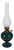 Green Florentine Porcelain Table Lamp with Opaline Glass For Sale