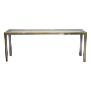 Italian Modern Console Table in Brass and Crystal by Nanda Vigo For Sale