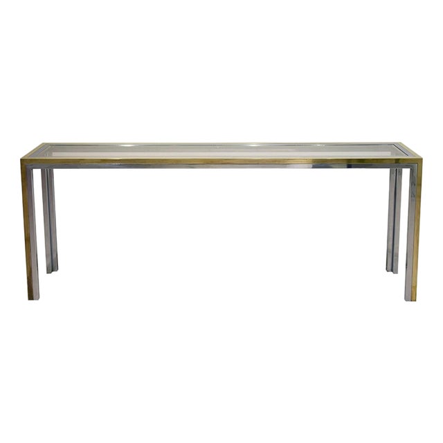 Italian Modern Console Table in Brass and Crystal by Nanda Vigo For Sale