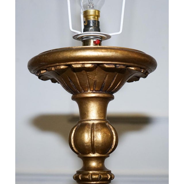 Italian Red Fabric and Gilt Floor Standing Lamp with Original Shade, 1940s For Sale - Image 9 of 11