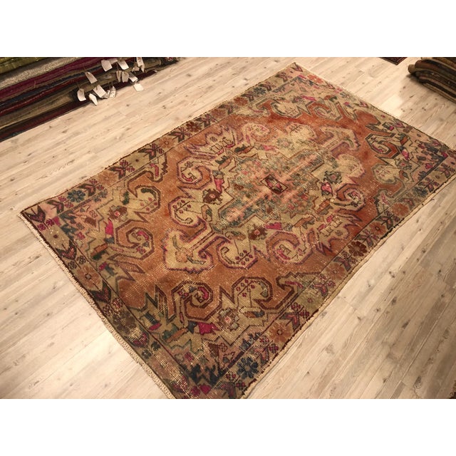 Tribal Handmade Anatolian Vintage Tribal Rug- 4′3″ × 7′1″ For Sale - Image 3 of 11