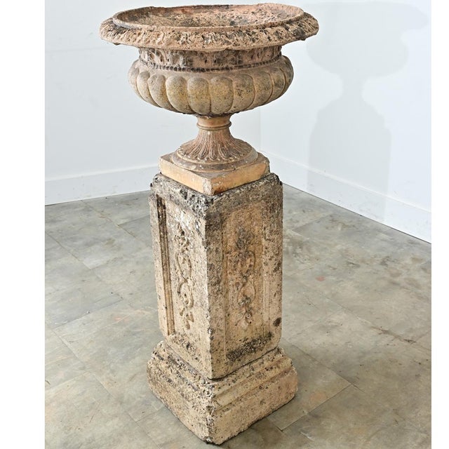 English 19th Century Carved Stone Pillar with Urn on Top For Sale In Baton Rouge - Image 6 of 12