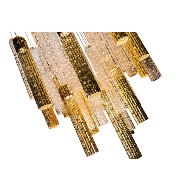 Contemporary Italian Round Tube, LED & Muranese Glass Chandelier from VGnewtrend For Sale - Image 3 of 7