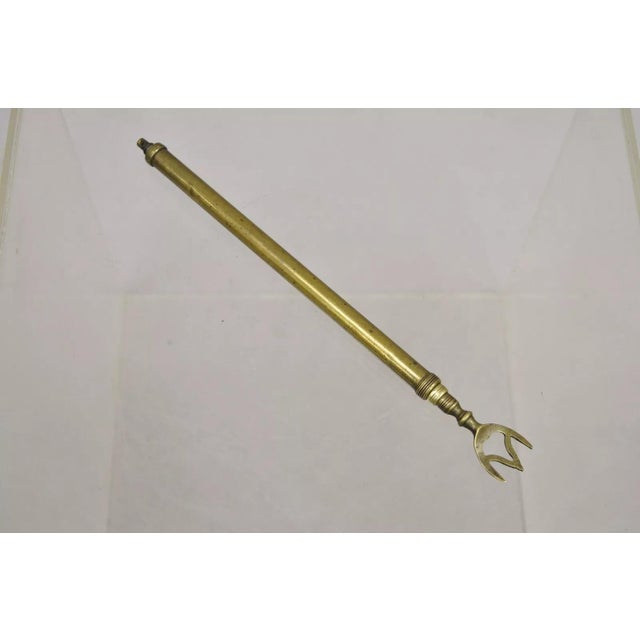 Gold Antique English Sheraton Federal Figural Brass Fireplace Tool Set - 3 Piece Set For Sale - Image 8 of 11