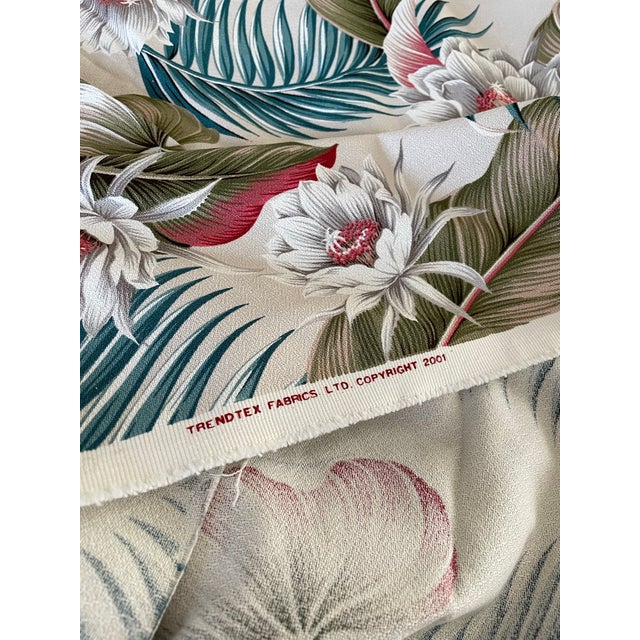 The product is a vintage 2001 Tropical Print Trendtex Fabrics Cotton Barkcloth with a floral pattern, made in the United...