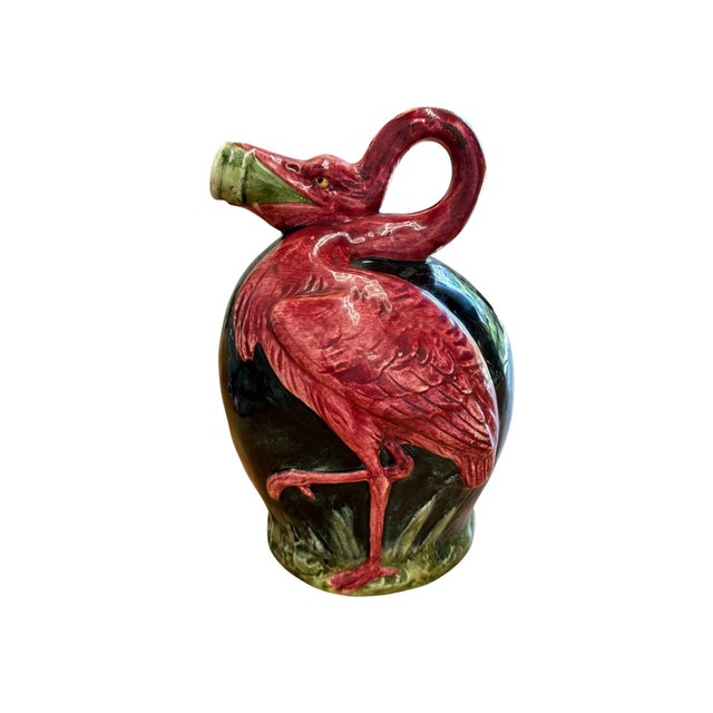 Rustic European Vintage Flamingo Pitcher | European Ceramic Bird Jug For Sale - Image 3 of 7