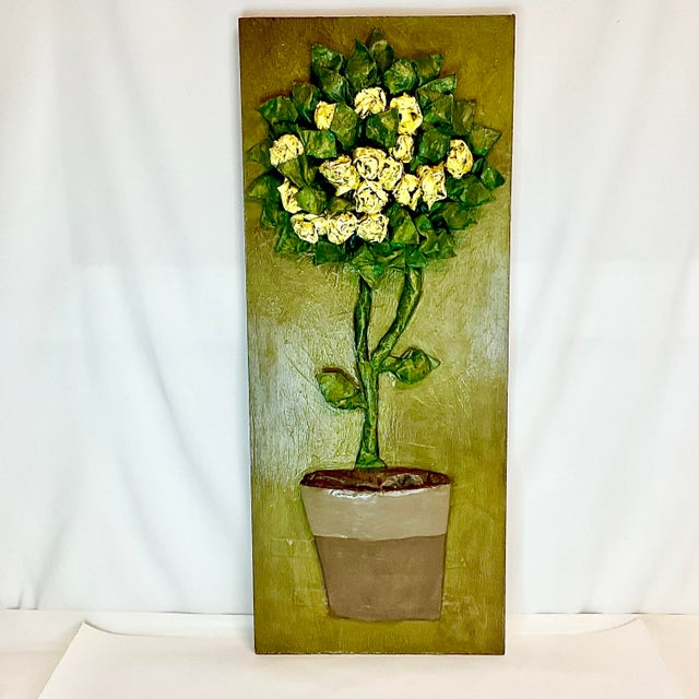1970s Vintage Boho Chic Folk Art Paper Mache’ Flora Tree Wall Sculpture For Sale - Image 6 of 11