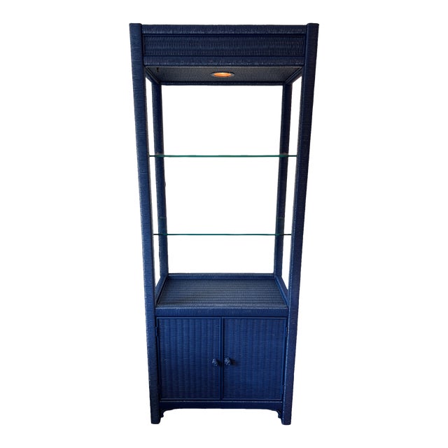 Pair of Henry Link Etageres in Navy For Sale