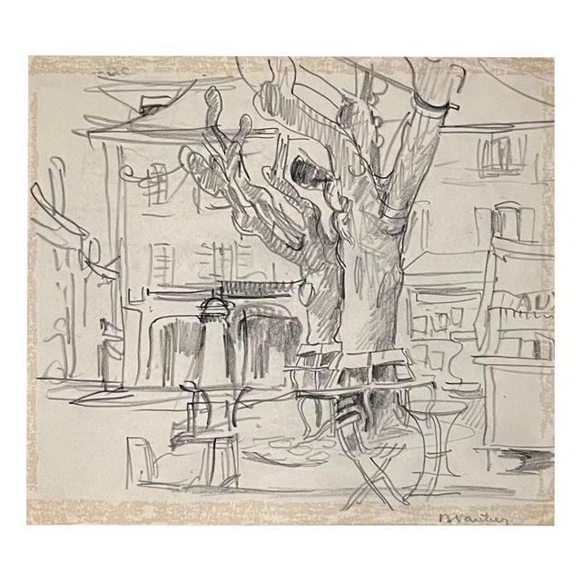 Benjamin II Vautier, Buvette, Graphite on Paper For Sale