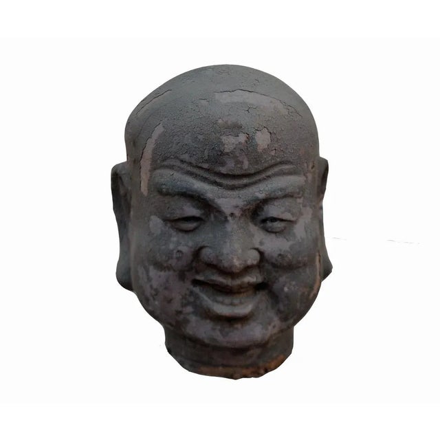 Chinese Smiling Luohan Clay Sculpture For Sale - Image 3 of 5
