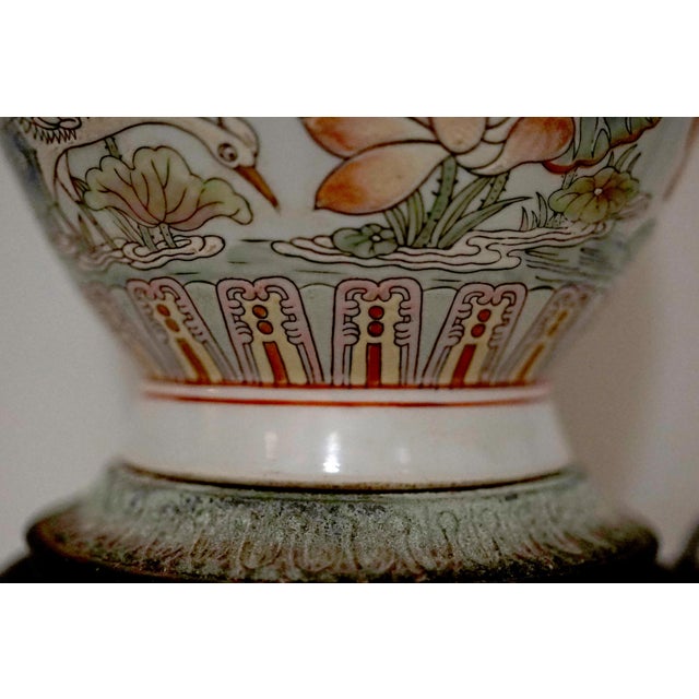 White 19th Century Famille Verte Vase Lamp Conversion on White Ground Large, Unusual For Sale - Image 8 of 10
