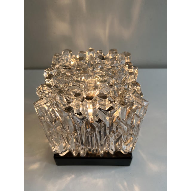 Brown Textured Ice Glass Square Flushmount in the style of Helena Tynell, 1960s For Sale - Image 8 of 15