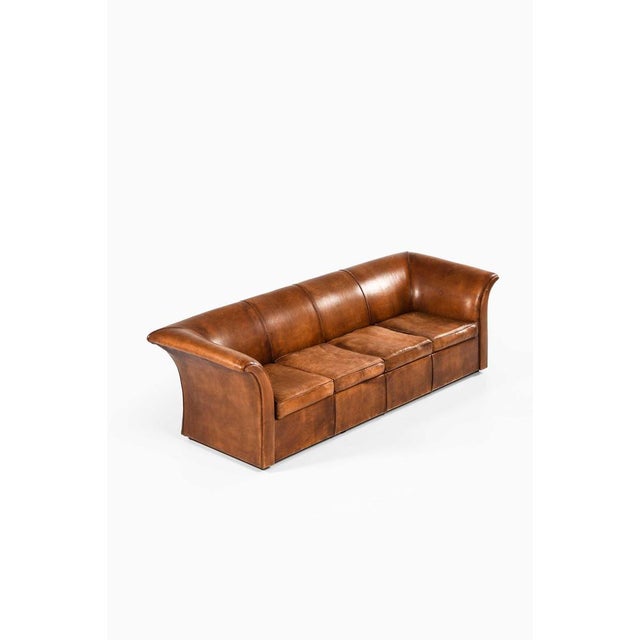 Leather Sofa attributed to Kaj Gottlob, 1940s For Sale - Image 9 of 12