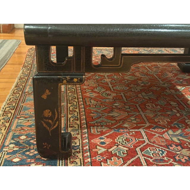Rose Tarlow Attributed to Rose Tarlow Chien Lung Chinoiserie Coffee Table, Tete De Negre Finish For Sale - Image 4 of 7