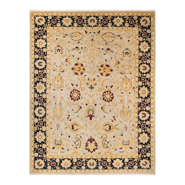 Ivory Mogul, One-of-a-Kind Hand-Knotted Area Rug in Ivory, 9' 0" x 11' 10" For Sale - Image 8 of 8