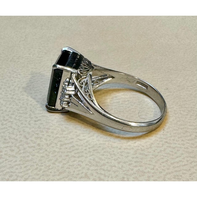 5.2 Carat Green Tourmaline & .15 Carat Diamond Cocktail Ring 14 Karat White Gold For Sale - Image 18 of 18